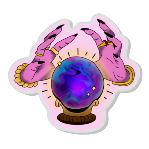 Crystal Ball Acrylic Pin -Vibrant 1.5" Witchy Accessory