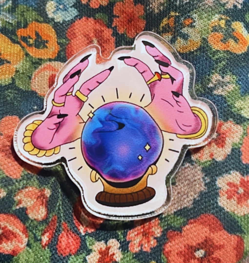 Crystal Ball Acrylic Pin -Vibrant 1.5
